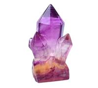 DSZUJTYROP Rainbow Fluorite Quartz Tower,Colorful Crystal Hexagonal Wand Cluster Carved Column Gemstone for Home Decor