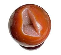 DSZUJTYROP Red Agate Geode Carved Sculpture|Round Crystals Decorative Sphere|Crystal Minerals |Fengshui Home Decor,40~50mm
