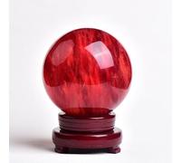 DSZUJTYROP Red Crystal Ball Smelting Stone Home Decoration Melting Quartz Gemstone for +Base,140mm