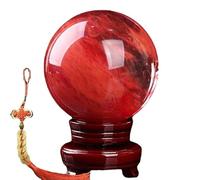 DSZUJTYROP Red Crystal Ball Smelting Stone Home Decoration Melting Quartz Gemstone for +Base,Red-18cm