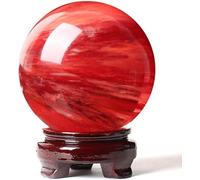 DSZUJTYROP Red Crystal Sphere Ball Gemstones Quartz Smelting Stones Crystals Home Decoration Crafts,Diameter 3.1"