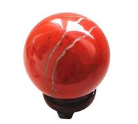DSZUJTYROP Red Jasper Crystal Ball with Stand, Divination Scrying Sphere Decorative Paperweight,Real Figurine Collectible Home Decor,60mm