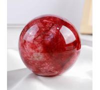 DSZUJTYROP Red Moonlight Ball with Wooden Stand,Gemstone Sphere Crystal Divination Stone for Magic,Family Decorative,Witchy Gifts,6.5~7cm