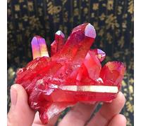 DSZUJTYROP Red Titanium Coated Rock Crystal Cluster Quartz Geode Stone Gemstone Home Decoration Ornaments (Size : 50g)