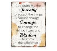 DSZUJTYROP Serenity Prayer Tin Sign Mental Wellness Decor 12x8 Inch