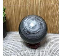 DSZUJTYROP Silver Obsidian Ball Crystal Polishing Ornaments (Size : 350-400g)