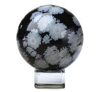 DSZUJTYROP Snowflake Obsidian Crystal Sphere Ball Gemstones Sculpture Figurine Polished Stones Feng Shui Home Office Decor,40~45mm