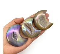 DSZUJTYROP Stone 1pc Naural Agate Moon Carved Crystal Geode Quartz Figurine Crystals Decor Gift