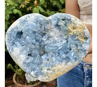 DSZUJTYROP Stone Celestite Crystal Quartz Gem Heart-Shaped Cluster Gift Room Decoration Home Furnishings(200-300g)