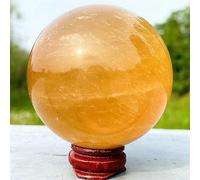 DSZUJTYROP Stone Citrine Calcite Quartz Crystal Ball Home Decoration Wooden Frame(7.5-8cm)