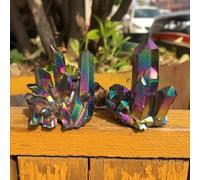 DSZUJTYROP Stone Metal Color Halo Angel Crystal Cluster Coated Quartz Cluster(2pc)