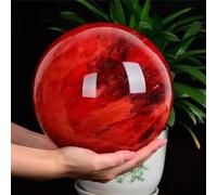 DSZUJTYROP Stone Red Clear Quartz Crystal Ball Divination Decor(Size:8cm)
