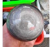 DSZUJTYROP Stone Silver Obsidian Sphere Quartz Crystal Ball Gemstone(250-300g)