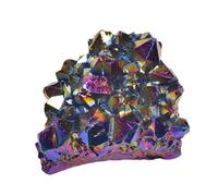 DSZUJTYROP Titanium Coated Crystal Cluster Geode Stone, Gemstone for Home Office Decoration,A