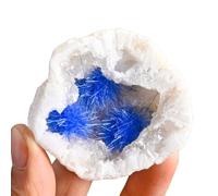 DSZUJTYROP White Agate Crystal Geode with Blue Hair Quartz,Rare for Home Desk Decor,Feng Shui Decoration