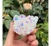 DSZUJTYROP White Angel Aura Quartz Electroplating Crystal Cluster Colorful Point Geode Enegry Crystals Decor Ornaments (Size : 200g 1-2pcs)