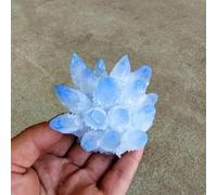 DSZUJTYROP White Crystal Cluster Raw Stone Ornaments Demagnetizer Blue Home Ornament (Size : 800g)