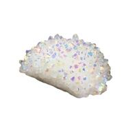 DSZUJTYROP White Crystal Cluster Rough Titanium Coated Rock Geode Quartz Crystals Stone Colorful Point Home Decoration,300-400g