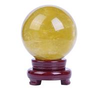 DSZUJTYROP Yellow Citrine Crystal Sphere - Hand-Polished Stone for Wealth, Success &, Feng Shui Decor for Entryway, Living Room & Office,10cm