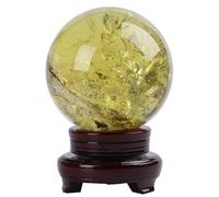 DSZUJTYROP Yellow Crystal Ball Ornament Citrine Quartz Gemstones Sphere Decorative Witchcraft for Living Room Bedroom TV Cabinet Crafts Gifts,7cm/2.7in