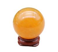 DSZUJTYROP Yellow Crystal Ball Ornaments, raw Stone Polished Iceland Spar, Calcite,30mm