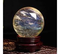 DSZUJTYROP Yellow Crystal Ball Smelting ore Home Office Ornaments Hand-Polished,130mm
