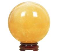 DSZUJTYROP Yellow Crystal Ball Stone Home Office Decoration Talent Recruitment feng Shui Gift Topaz Opening,130mm