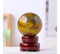 DSZUJTYROP Yellow Pietersite Crystal Ball Display Sphere Quartz Gemstone Decoration Ornaments for Feng Shui,Room Decor,60-65mm