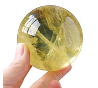 DSZUJTYROP Yellow Quartz Crystal Ball with Stand, Citrine Spheres and Orbs,Large Rock Sphere Sculpture Figurine for Witchcraft, Fengshui, Altar,Home Decor,8~9cm