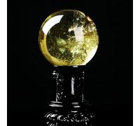 DSZUJTYROP Yellow Quartz Sphere for Fengshui, Citrine Crystal Ball Ornaments with Stand, Decorative Sculpture Figurine for Divination Home Desk Decor,60mm