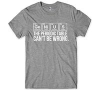DT-Clothing Genius The Periodic Table Cant Be Wrong Mens Funny Geek Science T-Shirt Grey