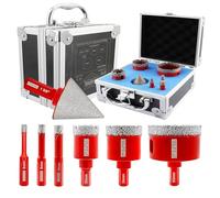 DT-DIATOOL Diamond Core Drill Bits Set - 6/8/10/25/35/50mmmm Hole Saws with 35mm Diamond Chamfer Bit for Porcelain Tile Ceramic Marble Granite Masonry Quartz