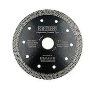 DT-DIATOOL Diamond Disc 5 Inch / 125mm Cutting Disc with Mesh Turbo for Porcelain Tile Marble Ceramic Granite