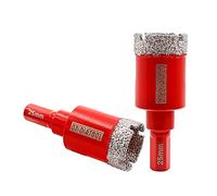 DT-DIATOOL Diamond Drill Bit 25mm 2pcs Vacuum Brazed Diamond Hole Saw with Triangle Shank Drilling Porcelain Tile Ceramic Marble Granite Masonry Quartz