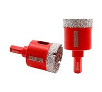DT-DIATOOL Diamond Drill Bit 35mm 2pcs Vacuum Brazed Diamond Hole Saw with Triangle Shank Drilling Porcelain Tile Ceramic Marble Granite Masonry Quartz