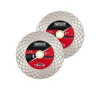 DT-DIATOOL Diamond Tile Disc 125mm 2 Pack - Diamond Double-sided Cutting Disc for Porcelain Ceramic Marble Edge Grinding with Fan-shaped Cutter Head
