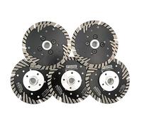 DT-DIATOOL Diamond Turbo Disc with Slant Protection Teeth 5PCS 4.5 Inch / 115mm Cutting Disc with M14 Thread for Concrete Tile Granite Marble Masonry