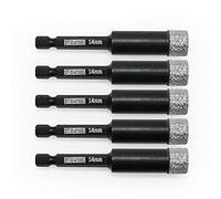 DT-DIATOOL Hex Shank Quick Change Dry Diamond Drill Core Bits 5PCS 14mm Vacuum Brazed Hole Saw for Tile Porcelain Ceramic Marble Granite