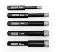 DT-DIATOOL Tile Diamond Drill Bits Set Hex Shank - 5PCS 6/8/10/12/14mm Vacuum Brazed Hole Saw for Tile Porcelain Ceramic Marble Granite