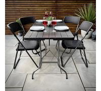 Dt-Garden Gear 4 Person Folding Dining Set Rattan Effect Table & 4 Chairs