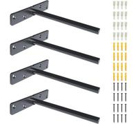 Dt Ironcraft Heavy Duty Floating Shelf Brackets For Concealed Wood Shelves (4 Pcs, Black)