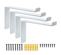 Dt Ironcraft Heavy Duty Shelf Brackets For Scaffold Board Shelving - Lip Down 225X150X40mm (2 Pairs White)