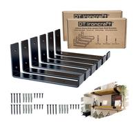 Dt Ironcraft Heavy Duty Shelf Brackets For Scaffold Board Shelving - Lip Up 225X100X40mm (3 Pairs Black)