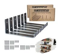 Dt Ironcraft Heavy Duty Shelf Brackets For Scaffold Board Shelving - Lip Up 225X100X40mm (3 Pairs Raw Steel)