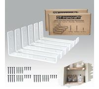 Dt Ironcraft Heavy Duty Shelf Brackets For Scaffold Board Shelving - Lip Up 225X100X40mm (3 Pairs White)
