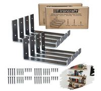 Dt Ironcraft Heavy Duty Shelf Brackets For Scaffold Board Shelving - Lip Up 225X100X40mm (4 Pairs Raw Steel)