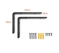 Dt Ironcraft Heavy Duty Shelf Brackets - L Shape 150X100X20mm (1 Pair Black)