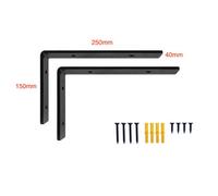 Dt Ironcraft Heavy Duty Shelf Brackets - L Shape 250X150X40mm (1 Pair Black)