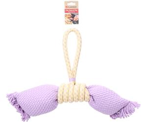 DT JOANIE PULL ROPE TWIST WITH BOW PURPLE/YELLOW 48x35,5x9,5CM