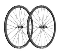 DT Swiss ER 1600 Spline 30 Clincher Road Wheelset - 700c - Black Shimano 12mm Front - 142x12mm Rear Centerlock Pair 11-12 Speed Tubeless 700c